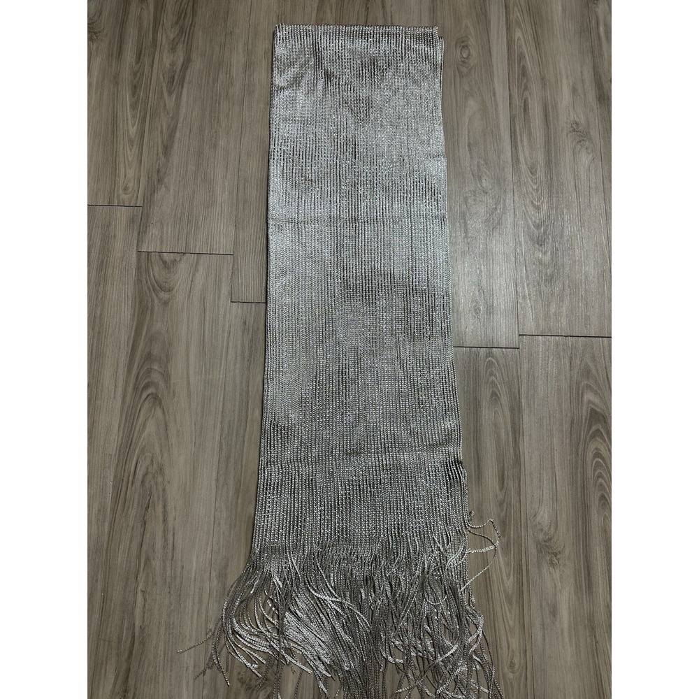 metallic silver scarf shawl 75x23 - Picture 4 of 4